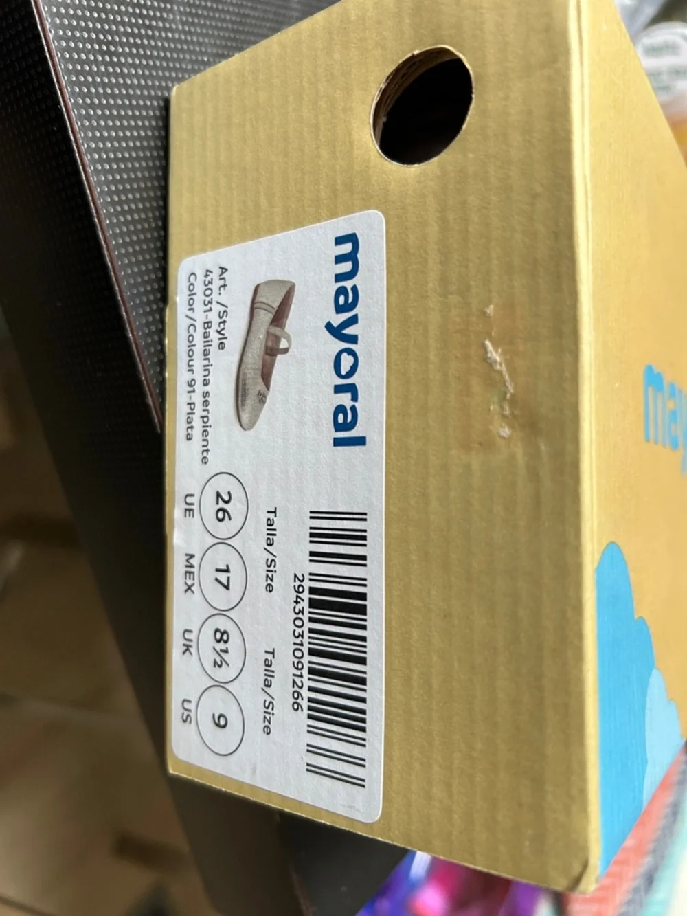Mayoral Girls' Silver Textured Ballerina Shoe. New in box! Euro Sizes 26 and 27